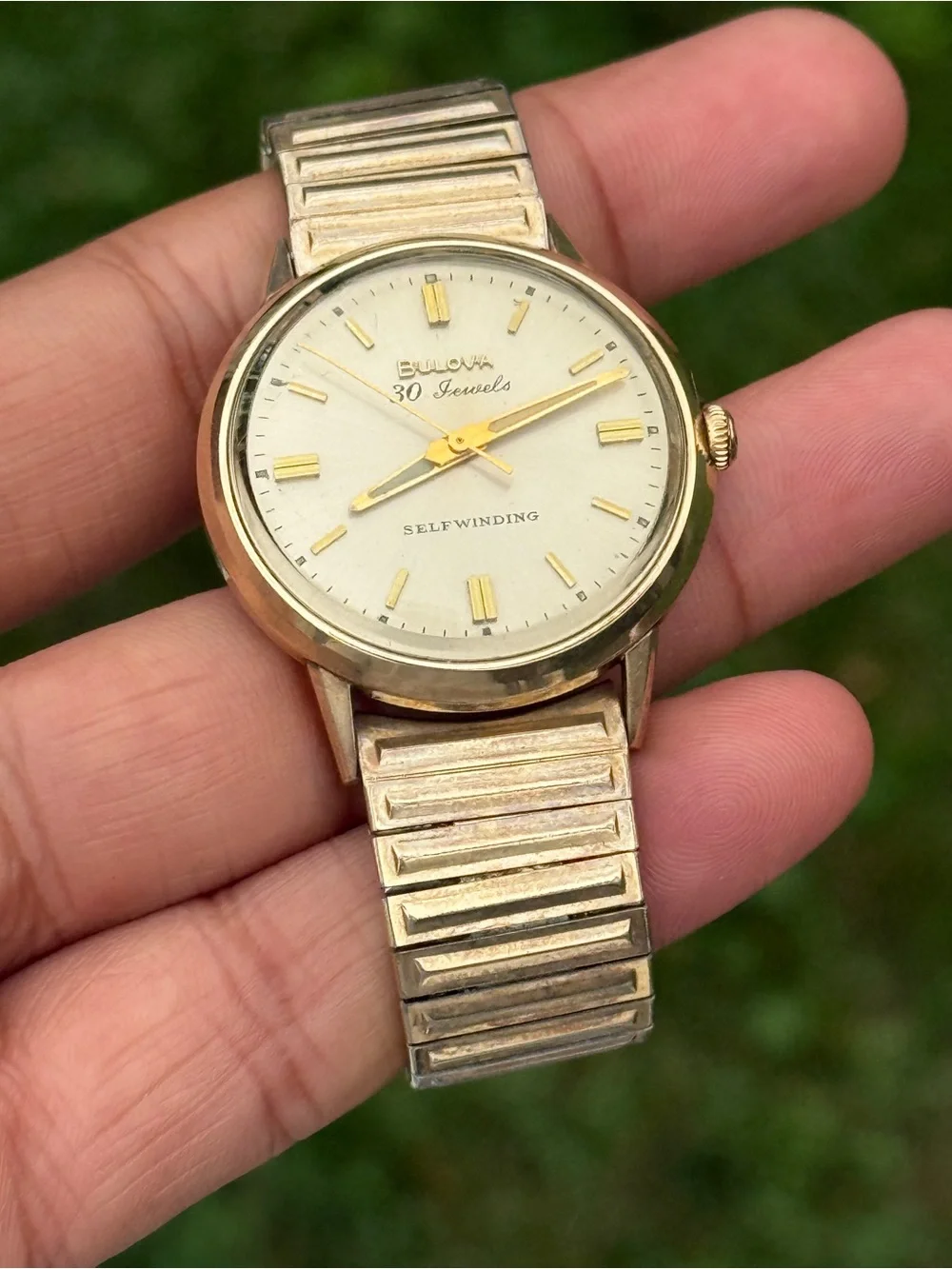 BULOVA vintage SELF-WINDING 30 jewels AUTOMATIC 10k GOLD 1960 WRISTWATCH